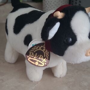Vintage Iwaya Roly Poly Cow Walking Plush Toy Loving Animal Tag Works